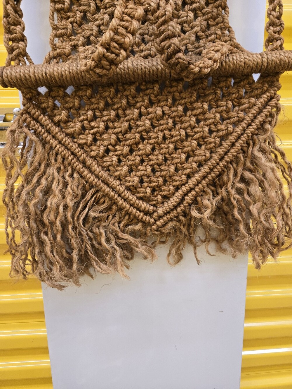 Large Vintage 70s Macrame Hanging Planter Art Wall Piece - Picture 3 of 9
